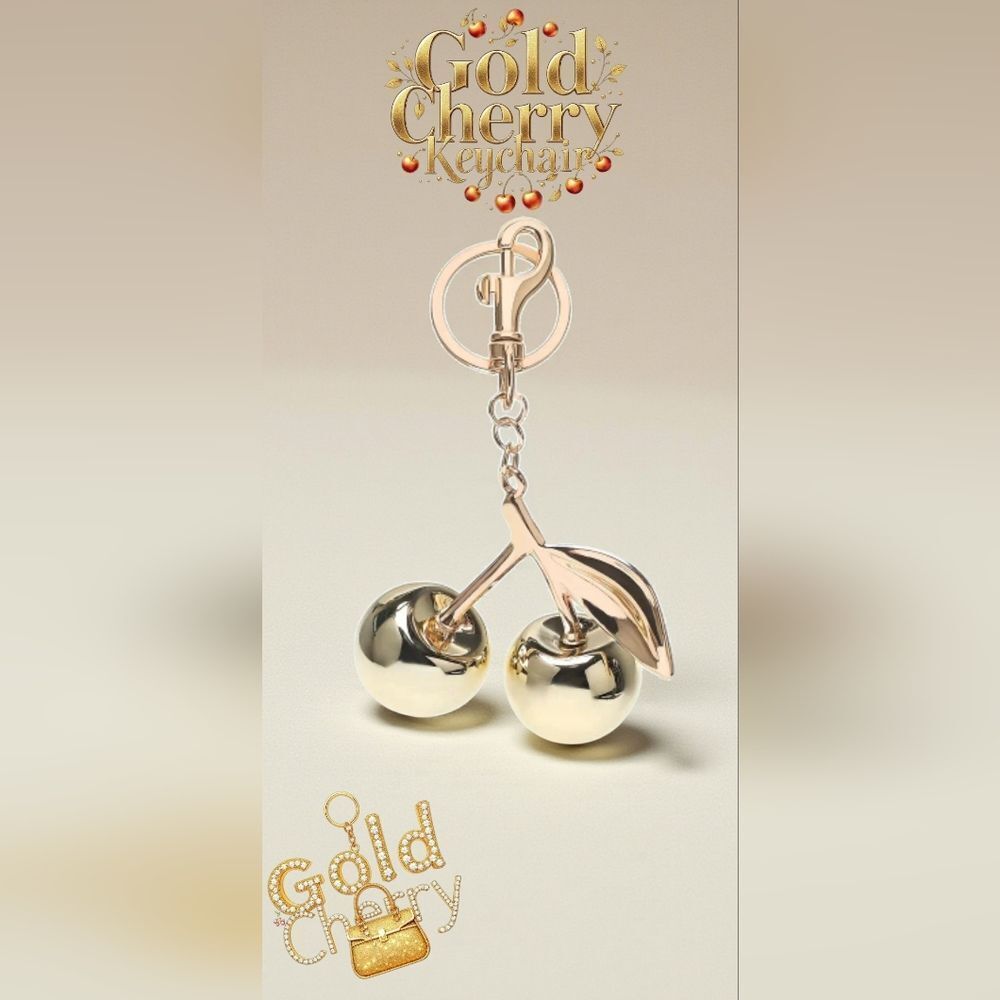 Gold Cherry Keychain /Bag CHARM NEW